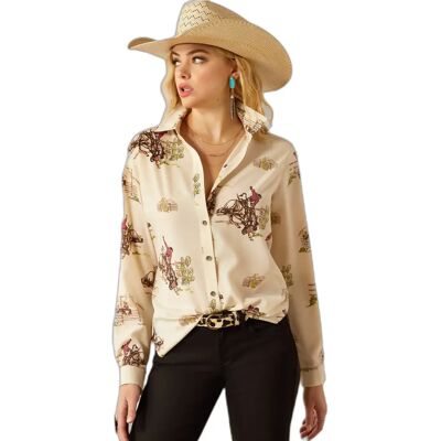 Dameshemd met lange mouwen Ariat Homestyle Beige M Dameshemd met lange mouwen Ariat Homestyle Beige M