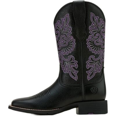 Vrouwen western laarzen met vierkante neus en rekbaar materiaal Ariat Round Up Noir 40 Vrouwen western laarzen met vierkante neus en rekbaar materiaal Ariat Round Up Noir 40