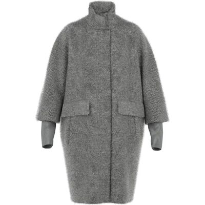 Lang Jasje Cape Lang Wolmix Eivorm Vrouw COMMA Gris 44 Lang Jasje Cape Lang Wolmix Eivorm Vrouw COMMA Gris 44