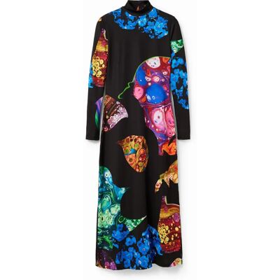 Aansluitende minerale midi-jurk voor dames Desigual Noir S Aansluitende minerale midi-jurk voor dames Desigual Noir S