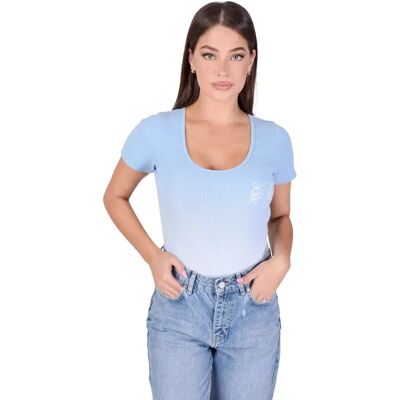 Vrouwenbodysuit met driedubbele logo Project X Paris Bleu XS Vrouwenbodysuit met driedubbele logo Project X Paris Bleu XS