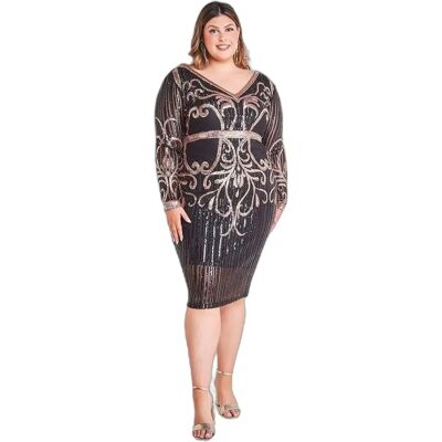 Glittergebreide jurk dames Goddiva Noir 46 Glittergebreide jurk dames Goddiva Noir 46