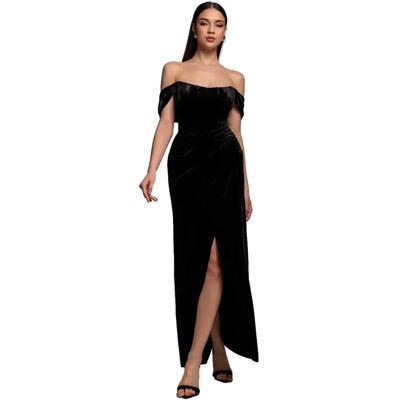 Dames corset jurk van fluweel Goddiva Maxi Noir 46 Dames corset jurk van fluweel Goddiva Maxi Noir 46