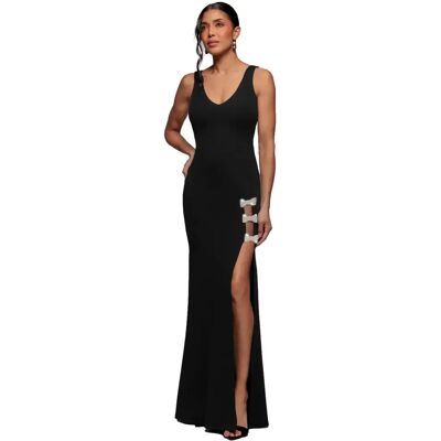 Zeemeermin jurk met stras broche voor vrouwen Goddiva Maxi Noir 46 Zeemeermin jurk met stras broche voor vrouwen Goddiva Maxi Noir 46
