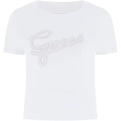 Dames-T-shirt Guess Studs Script Blanc M Dames-T-shirt Guess Studs Script Blanc M