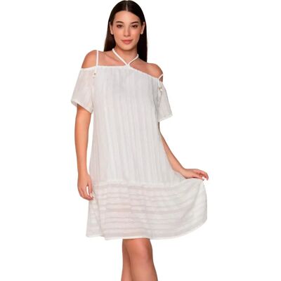 Middenlange jurk met dropped shoulders voor dames Luna Praise Blanc M Middenlange jurk met dropped shoulders voor dames Luna Praise Blanc M