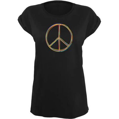Basis T-shirt voor dames Merchcode Peace_Multicolor Noir M Basis T-shirt voor dames Merchcode Peace_Multicolor Noir M