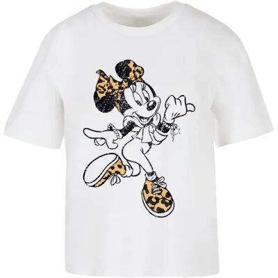 Dames-T-shirt Merchcode Minnie Mouse Leo Blanc S Dames-T-shirt Merchcode Minnie Mouse Leo Blanc S