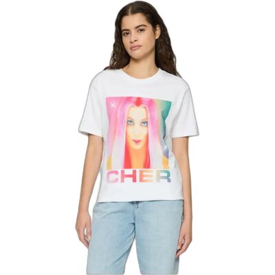Dames-T-shirt Merchcode Cher Prisma Blanc L Dames-T-shirt Merchcode Cher Prisma Blanc L