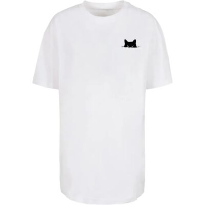 Dames-T-shirt Merchcode Halloween - Cat Blanc L Dames-T-shirt Merchcode Halloween - Cat Blanc L