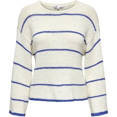 Gestreept rondhals T-shirt 7/8 vrouw Only Geena Blanc M Gestreept rondhals T-shirt 7/8 vrouw Only Geena Blanc M