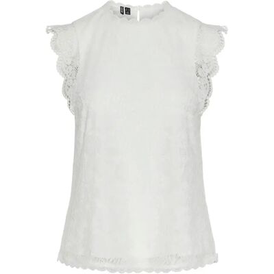 Damestanktop in kant Pieces Olline Blanc M Damestanktop in kant Pieces Olline Blanc M