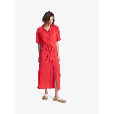 Dameshemdjurk Roxy Island Escape Solid Rouge L Dameshemdjurk Roxy Island Escape Solid Rouge L