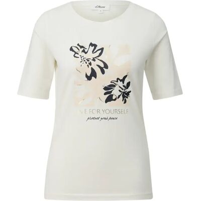 T-shirt met bedrukking vooraan vrouw s.Oliver Beige 40 T-shirt met bedrukking vooraan vrouw s.Oliver Beige 40