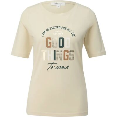 T-shirt met bedrukking vooraan vrouw s.Oliver Beige 44 T-shirt met bedrukking vooraan vrouw s.Oliver Beige 44