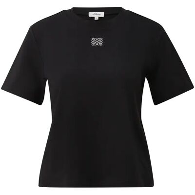 T-shirt met fonkelende stenen details voor dames s.Oliver Noir 38 T-shirt met fonkelende stenen details voor dames s.Oliver Noir 38