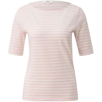 Gestreept slim-fit T-shirt met slubstructuur voor vrouw s.Oliver Rose 36 Gestreept slim-fit T-shirt met slubstructuur voor vrouw s.Oliver Rose 36
