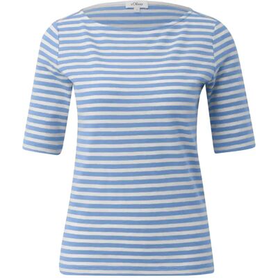 Gestreept slim-fit T-shirt met slubstructuur voor vrouw s.Oliver Bleu 40 Gestreept slim-fit T-shirt met slubstructuur voor vrouw s.Oliver Bleu 40
