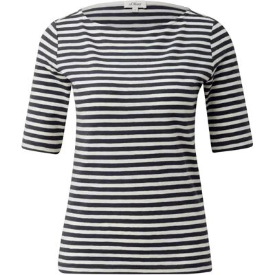 Gestreept slim-fit T-shirt met slubstructuur voor vrouw s.Oliver Bleu 38 Gestreept slim-fit T-shirt met slubstructuur voor vrouw s.Oliver Bleu 38