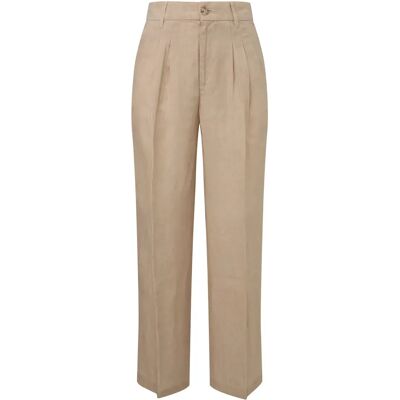 Linnen pantalon met plooien dame s.Oliver Beige 48 Tall Linnen pantalon met plooien dame s.Oliver Beige 48 Tall