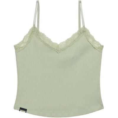 Damestanktop met kant Superdry Essential Vert L Damestanktop met kant Superdry Essential Vert L