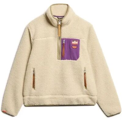 Dame fleece met halve ritssluiting Superdry Vintage Beige XS Dame fleece met halve ritssluiting Superdry Vintage Beige XS