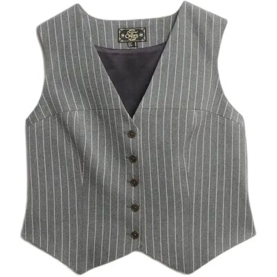 Dames kostuumvest Superdry Pinstripe Gris XL Dames kostuumvest Superdry Pinstripe Gris XL