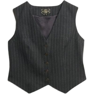 Dames kostuumvest Superdry Pinstripe Gris XL Dames kostuumvest Superdry Pinstripe Gris XL
