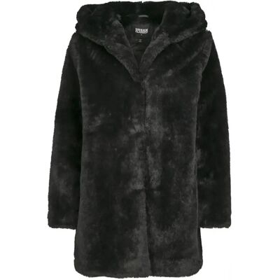 Urban Classics Damesparka Urban Classic hooded teddy coat Noir XS Urban Classics Damesparka Urban Classic hooded teddy coat Noir XS