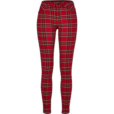 Urban Classics Broek vrouw Urban Classic skinny tartan Rouge 35 Urban Classics Broek vrouw Urban Classic skinny tartan Rouge 35