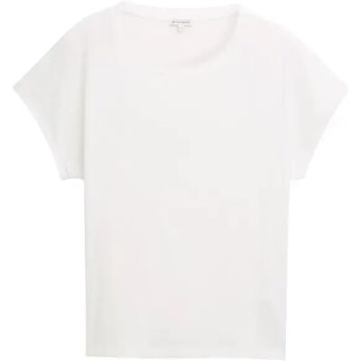 Vrouw T-shirt in materiaalmix Tom Tailor Blanc 3XL Vrouw T-shirt in materiaalmix Tom Tailor Blanc 3XL