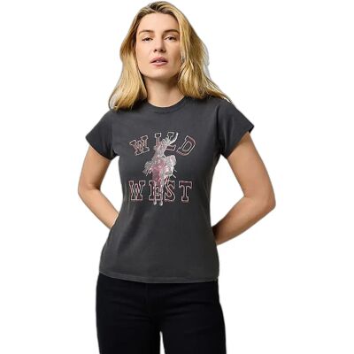 Dames-T-shirt Wrangler Shrunken Noir M Dames-T-shirt Wrangler Shrunken Noir M