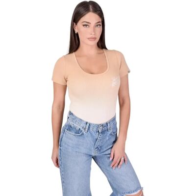 Vrouwenbodysuit met driedubbele logo Project X Paris Beige M Vrouwenbodysuit met driedubbele logo Project X Paris Beige M