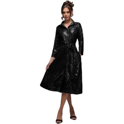 Dameshemdjurk Goddiva Sequin Skater Noir 38 Dameshemdjurk Goddiva Sequin Skater Noir 38