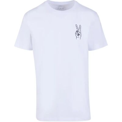 T-shirt Mister Tee Peace Sign EMB Wit XL T-shirt Mister Tee Peace Sign EMB Wit XL