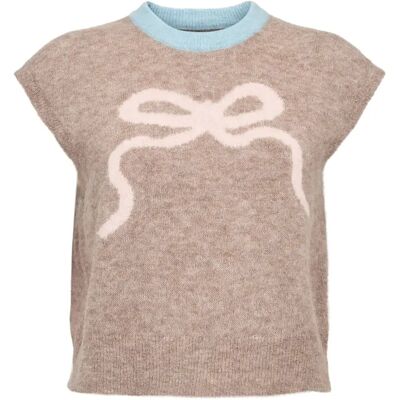 Mouwloos Topje met Knot Vrouw Nümph Nuriette Marron XL Mouwloos Topje met Knot Vrouw Nümph Nuriette Marron XL