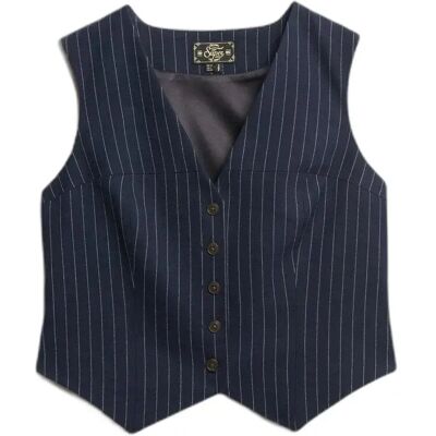 Dames kostuumvest Superdry Pinstripe Blauw XL Dames kostuumvest Superdry Pinstripe Blauw XL