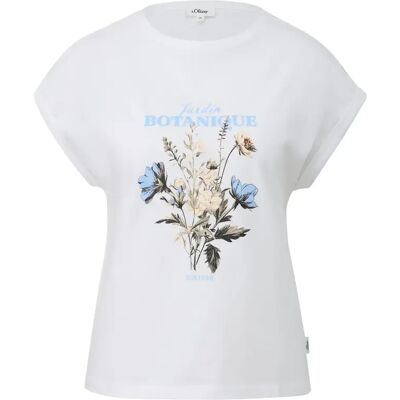 T-shirt van zachte jersey met print aan de voorkant en logo-applicatie voor vrouwen s.Oliver Blanc 36 T-shirt van zachte jersey met print aan de voorkant en logo-applicatie voor vrouwen s.Oliver Blanc 36