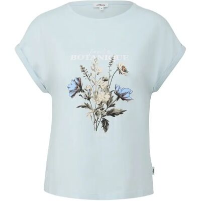 T-shirt van zachte jersey met print aan de voorkant en logo-applicatie voor vrouwen s.Oliver Bleu 34 T-shirt van zachte jersey met print aan de voorkant en logo-applicatie voor vrouwen s.Oliver Bleu 34