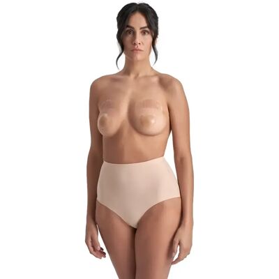 Siliconen Tepelbeschermers met Plakband Vrouw Bye Bra Beige F-H Siliconen Tepelbeschermers met Plakband Vrouw Bye Bra Beige F-H