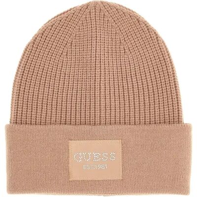 Dames gebreide muts met logo Guess Beige M Dames gebreide muts met logo Guess Beige M