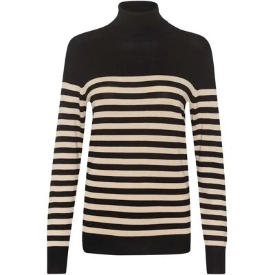 Gestreepte col roulé voor dames KAFFE Lizza Noir M Gestreepte col roulé voor dames KAFFE Lizza Noir M