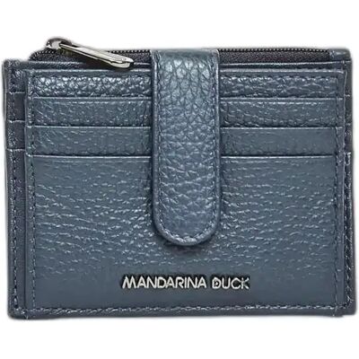 Dames leren portefeuille met drukknoopsluiting Mandarina Duck Bleu 9x11x2 cm Dames leren portefeuille met drukknoopsluiting Mandarina Duck Bleu 9x11x2 cm