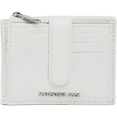 Dames leren portefeuille met drukknoopsluiting Mandarina Duck Blanc 9x11x2 cm Dames leren portefeuille met drukknoopsluiting Mandarina Duck Blanc 9x11x2 cm