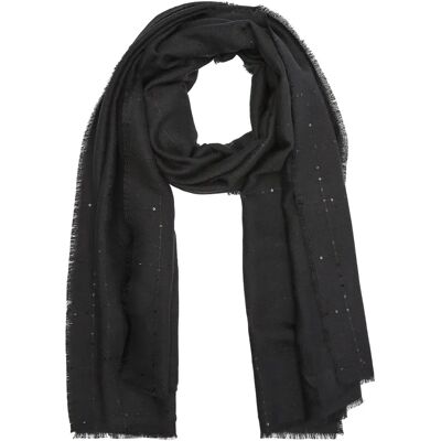 Zeer brede sjaal met franjes rondom en details in glitters voor vrouwen s.Oliver Noir TU Zeer brede sjaal met franjes rondom en details in glitters voor vrouwen s.Oliver Noir TU