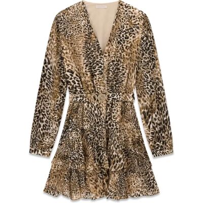 A-lijn jurk met riem dames Guess Clarisse Beige L A-lijn jurk met riem dames Guess Clarisse Beige L