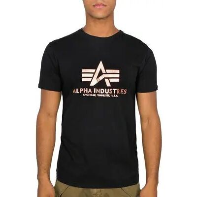 T-shirt Alpha Industries Basic-Shirt Foil Print Noir M T-shirt Alpha Industries Basic-Shirt Foil Print Noir M