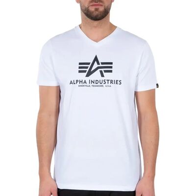 T-shirt Alpha Industries Basic V-Neck Blanc L T-shirt Alpha Industries Basic V-Neck Blanc L