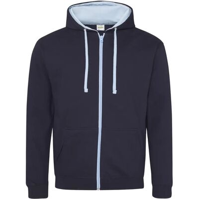 Gecontrasteerde hoodie met rits Just Hoods Varsity Bleu L Gecontrasteerde hoodie met rits Just Hoods Varsity Bleu L