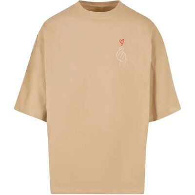 MERCHCODE Heren K Heart Huge Beiges Oversized T-Shirt MERCHCODE Heren K Heart Huge Beiges Oversized T-Shirt